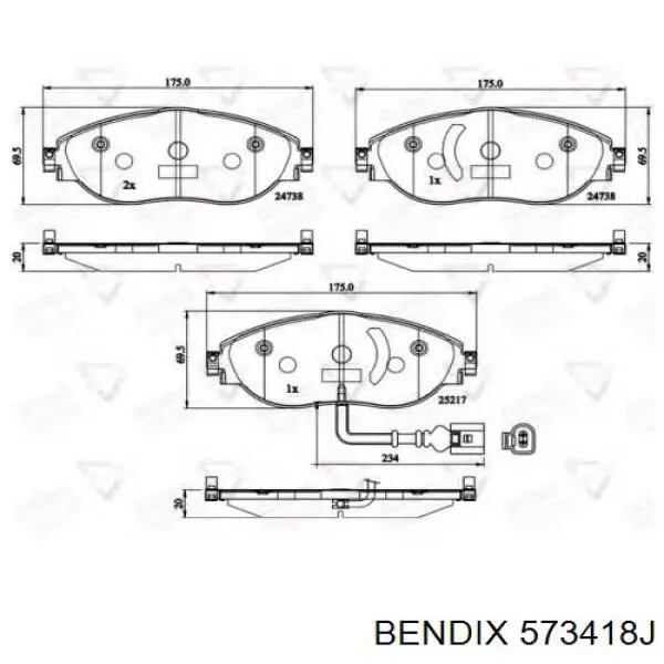 Pastillas de freno 573418J Jurid/Bendix