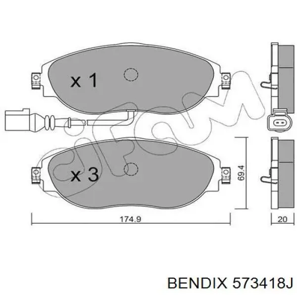 573418J Jurid/Bendix Pastillas delanteras