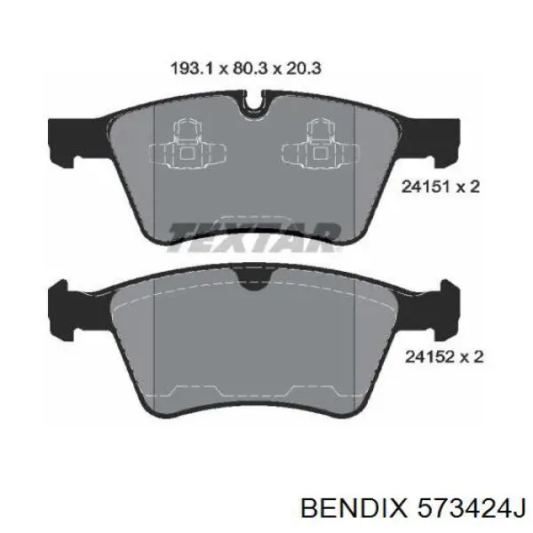 573424J Jurid/Bendix pastillas de freno delanteras