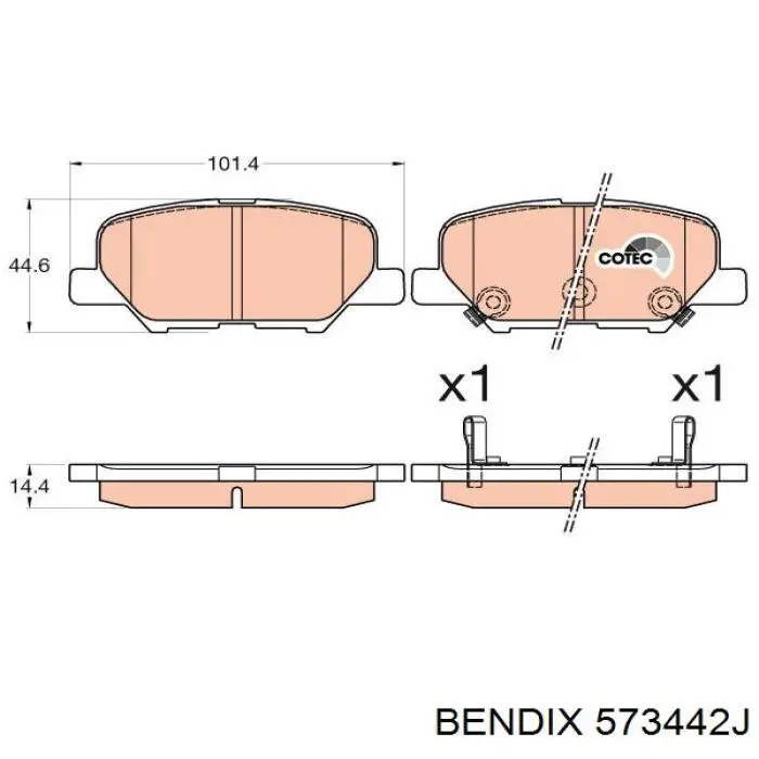 573442J Jurid/Bendix pastillas de freno traseras