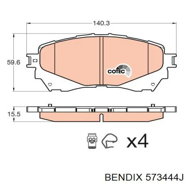 573444J Jurid/Bendix pastillas de freno delanteras