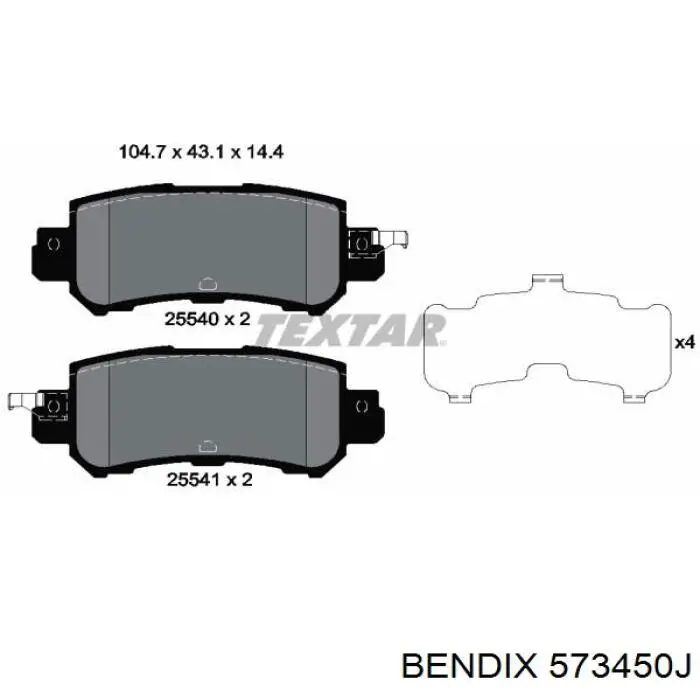 573450J Jurid/Bendix pastillas de freno traseras