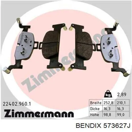 573627J Jurid/Bendix pastillas de freno delanteras
