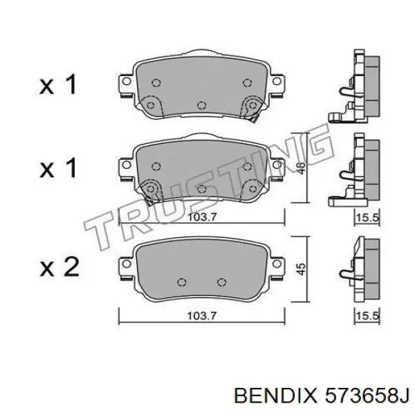 573658J Jurid/Bendix pastillas de freno traseras