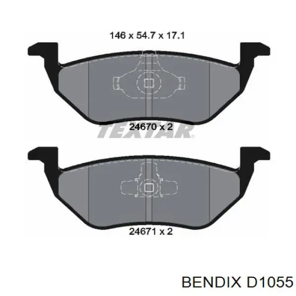 D1055 Jurid/Bendix pastillas de freno traseras