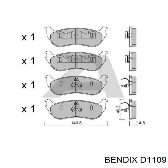 D1109 Jurid/Bendix pastillas de freno traseras