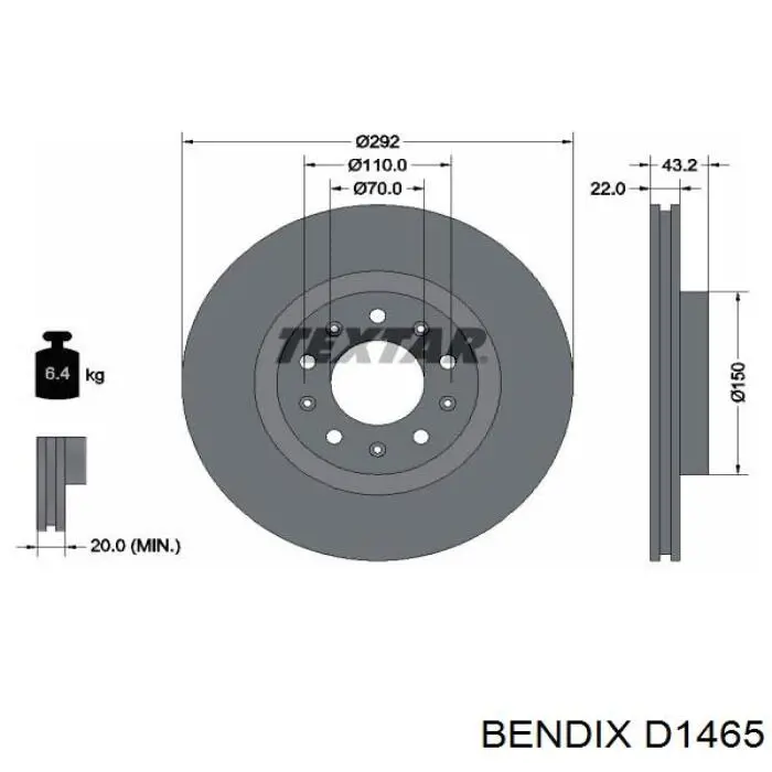 D1465 Jurid/Bendix pastillas de freno traseras