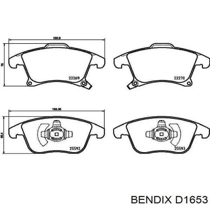 D1653 Jurid/Bendix pastillas de freno delanteras