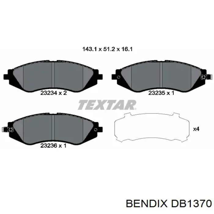 DB1370 Jurid/Bendix pastillas de freno delanteras