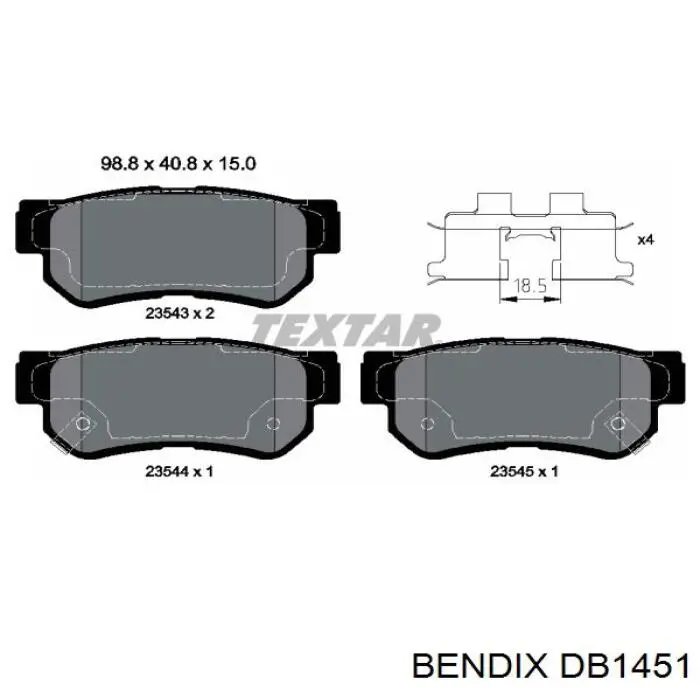 DB1451 Jurid/Bendix pastillas de freno traseras