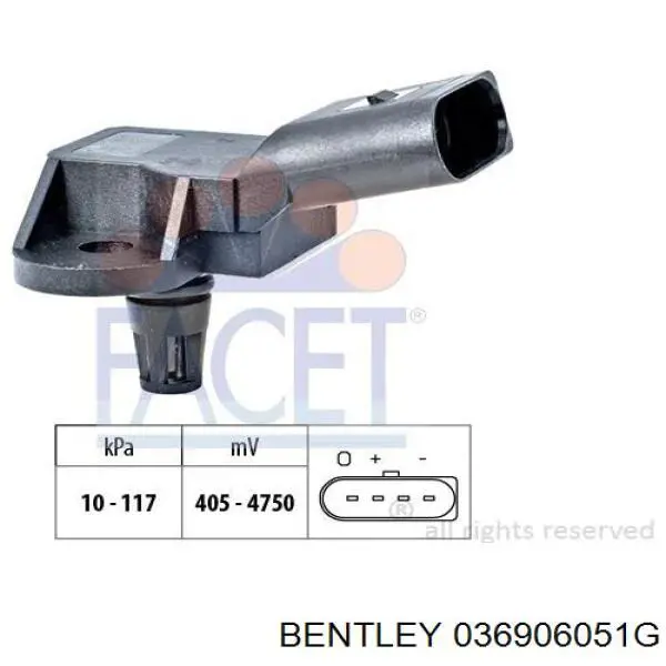 036906051G Bentley Sensor De Presion Del Colector De Admision
