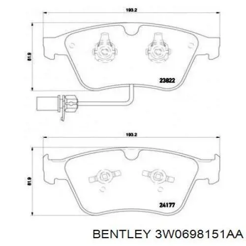 3W0698151AA Bentley pastillas de freno delanteras