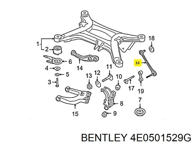 4E0501529G Bentley barra transversal de suspensión trasera