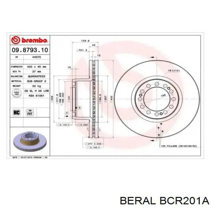 10.34100 Diesel Technic disco de freno trasero