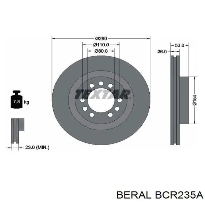 BCR235A Beral disco de freno delantero