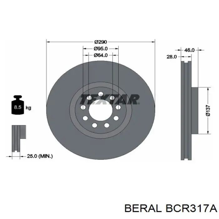 BCR317A Beral freno de disco delantero