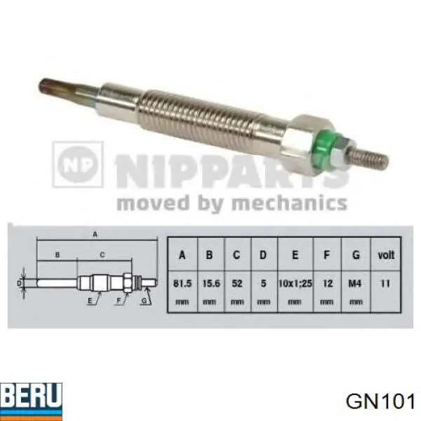 Bujía de incandescencia Nissan Sunny 2 B12