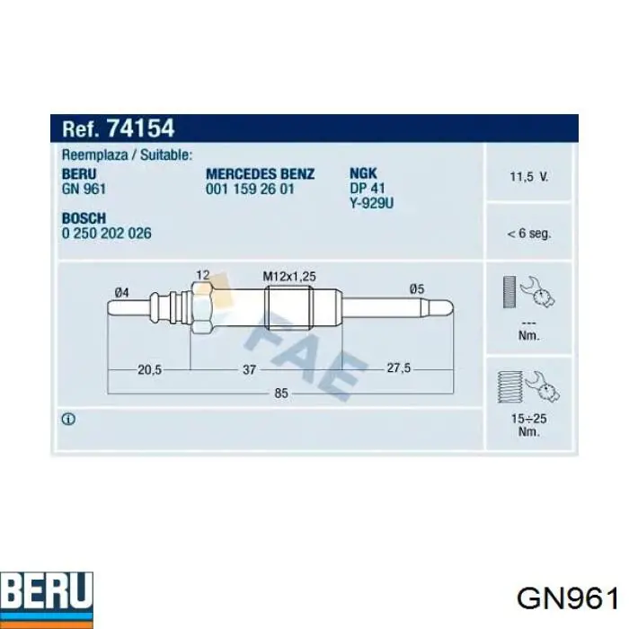 Comprar GN961 Beru Calentadores diésel