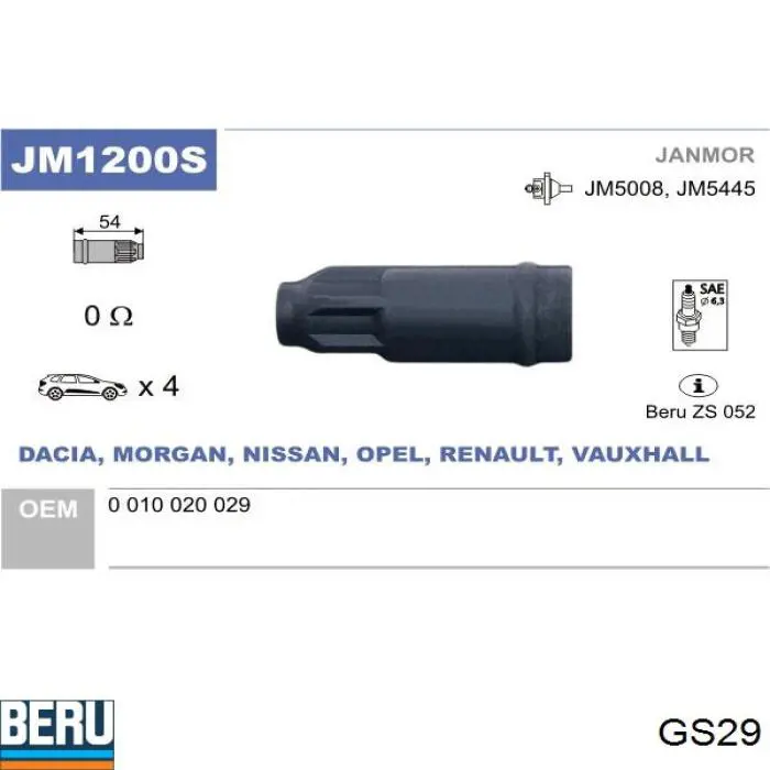 Terminal del cable de alta tensión Beru GS29 precio, desde 4,50 EUR