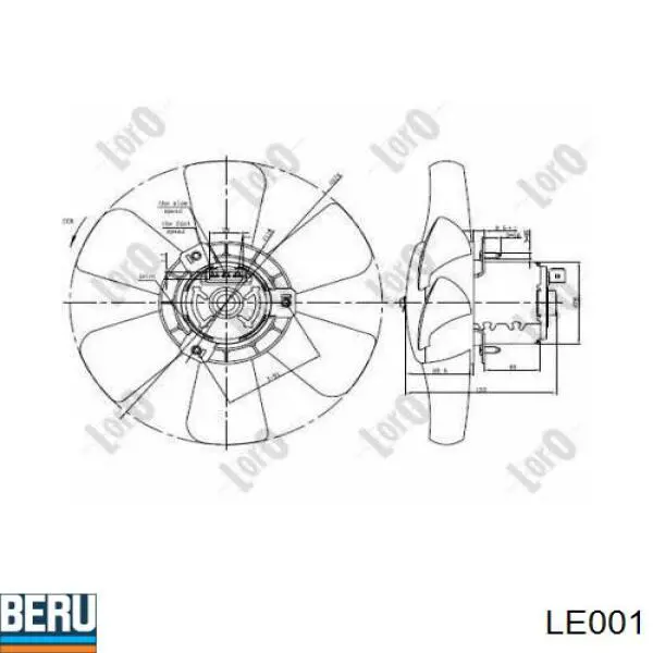 LE001 Beru Ventilador de refrigeración completo derecho (motor y hélice)