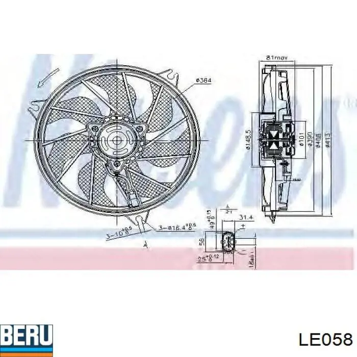 LE058 Beru ventilador del motor