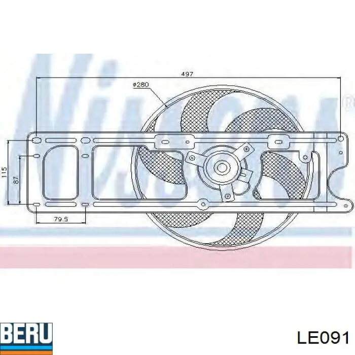 LE091 Beru ventilador (rodete +motor refrigeración del motor con electromotor completo)