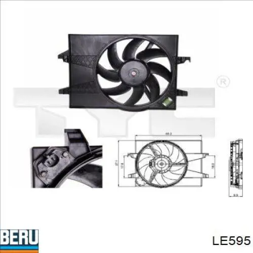 LE595 Beru difusor de radiador, ventilador de refrigeración, condensador del aire acondicionado, completo con motor y rodete