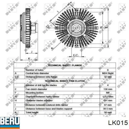 Embrague, ventilador de refrigeración Beru LK015 precio, desde 61,23 EUR