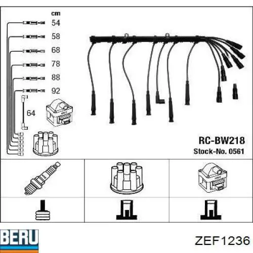 Juego de cables de encendido BERU ZEF1236