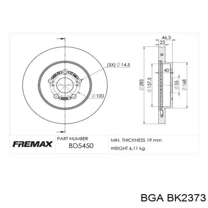 BK2373 BGA tornillo de culata