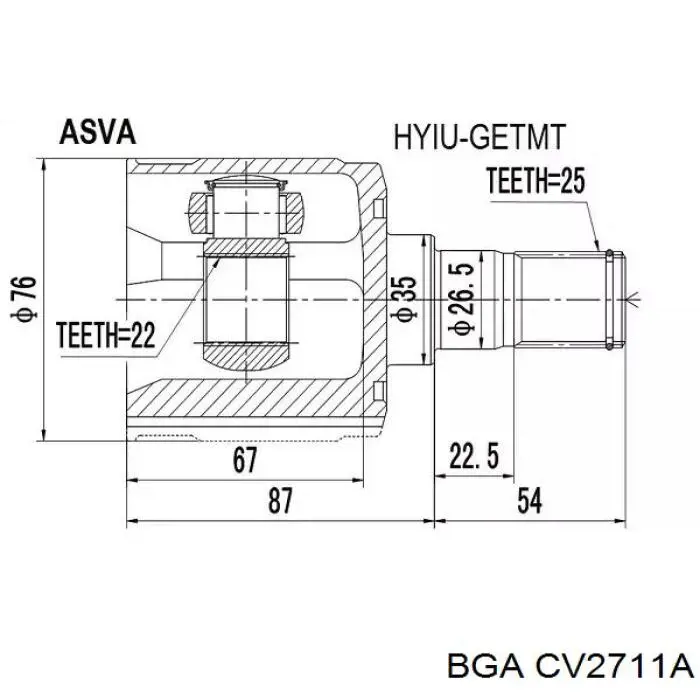 CV2711A BGA Junta homocinética