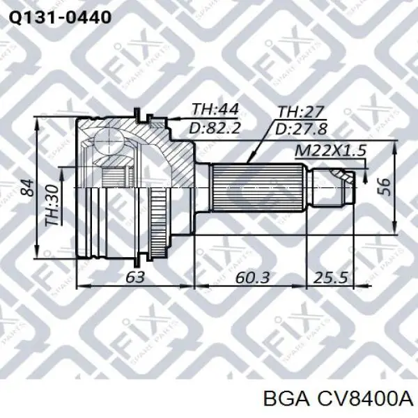 CV8400A BGA junta homocinética exterior delantera