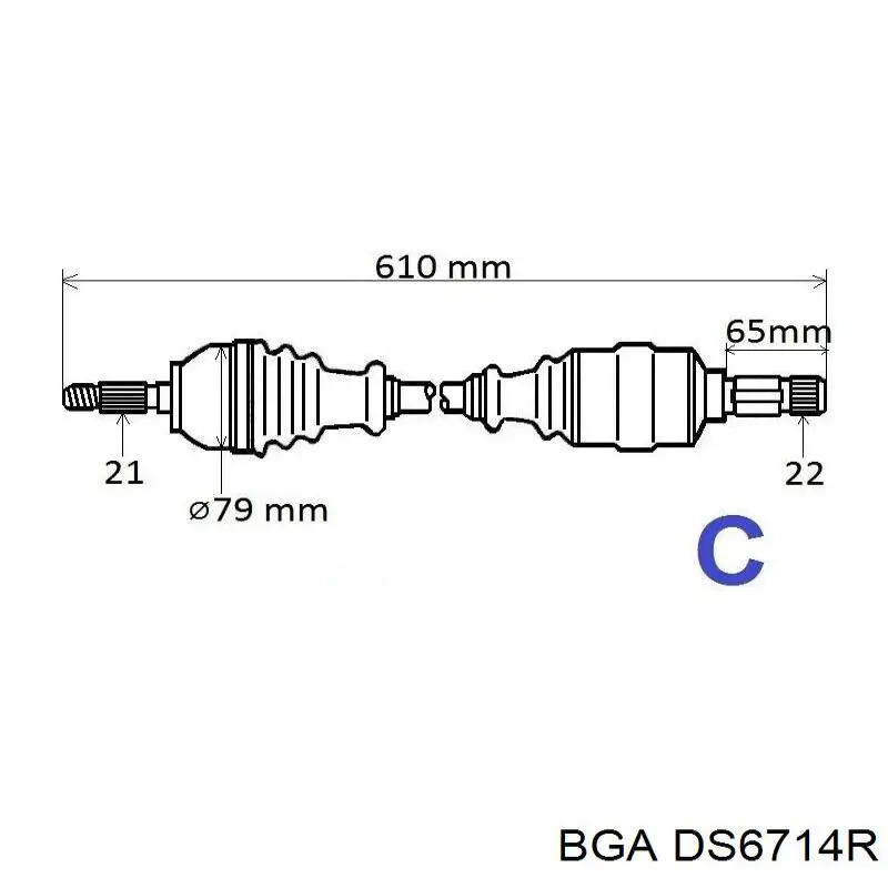 DS6714R BGA árbol de transmisión delantero derecho