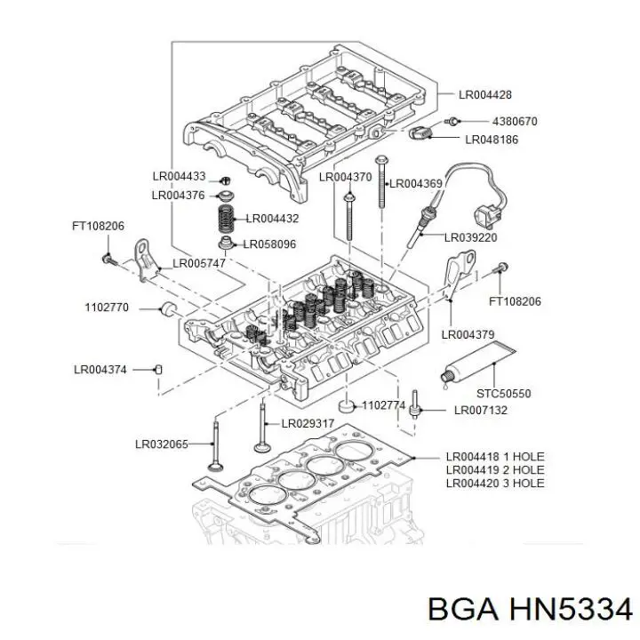 HN5334 BGA juego de juntas de motor, completo, superior