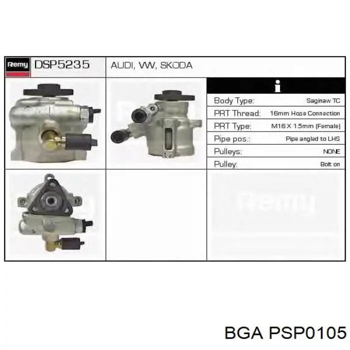 Bomba de dirección asistida  BGA PSP0105 precio, desde 72,36 EUR