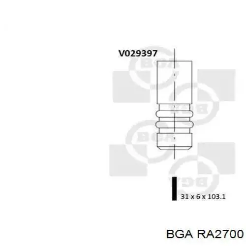RA2700 BGA palanca oscilante, distribución del motor, lado de escape