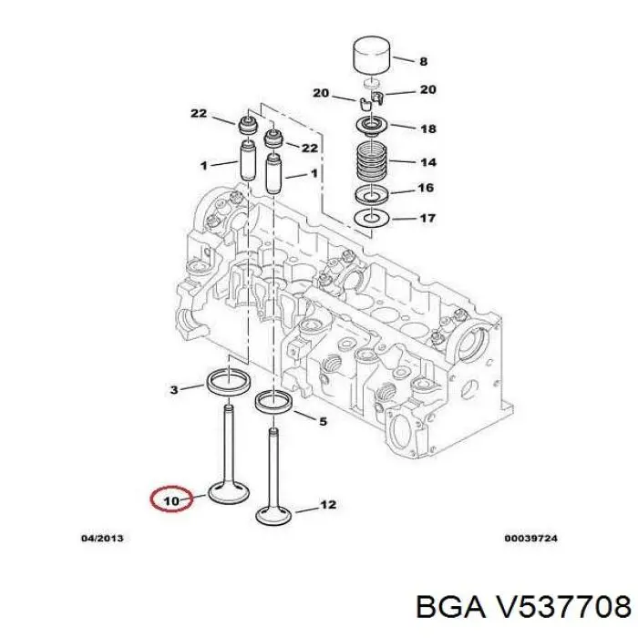 V537708 BGA válvula de admisión