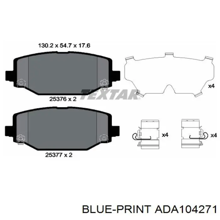 Blue Print ADA104222 Pastiglie Freno Posteriori – Dimensioni 145x55x15 Mm – Ricambio Auto