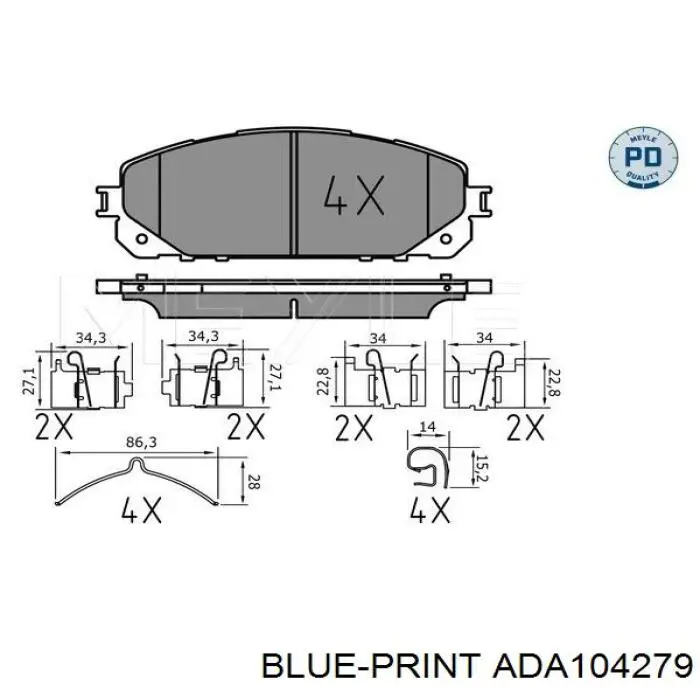 ADA104279 Blue Print pastillas de freno delanteras