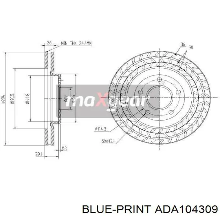 15105514AA Chrysler freno de disco delantero