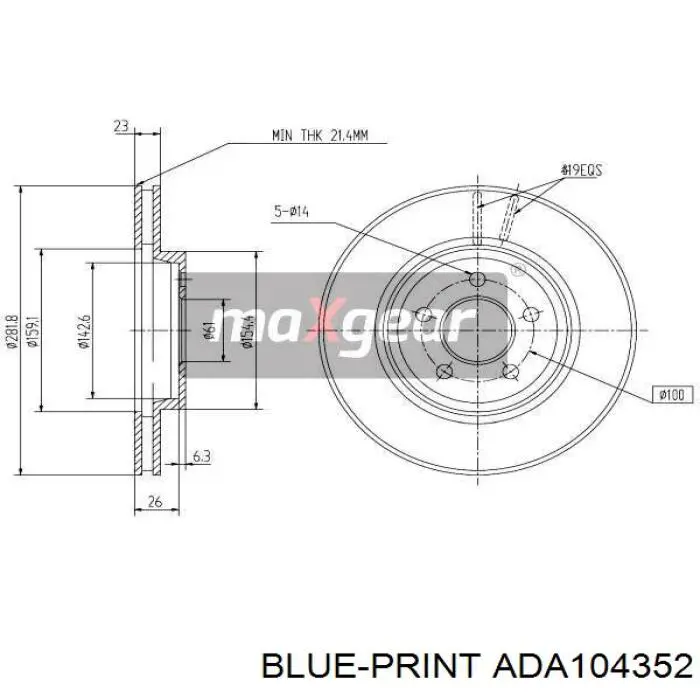 ADA104352 Blue Print disco de freno delantero