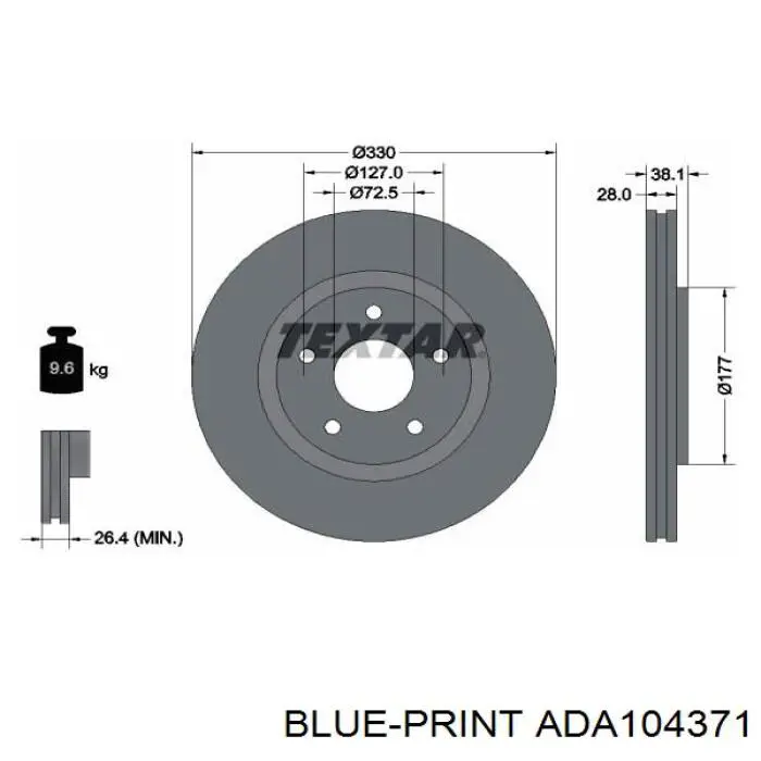 ADA104371 Blue Print disco de freno delantero