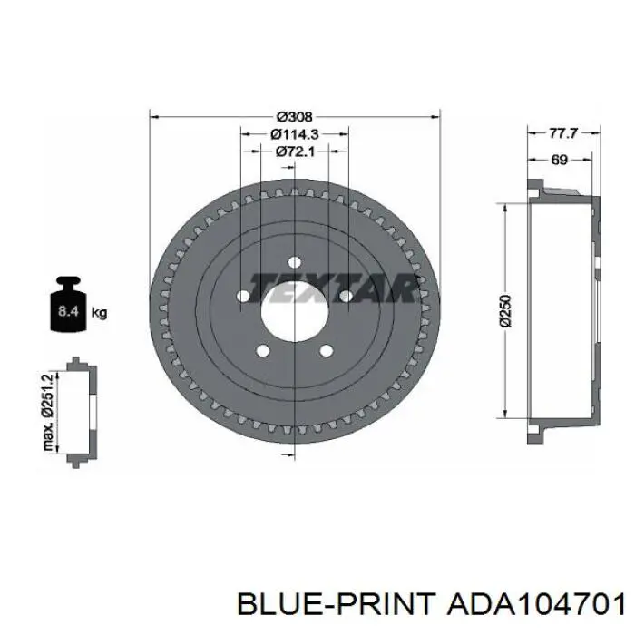 Tambor de freno trasero Chrysler Voyager GRAND
