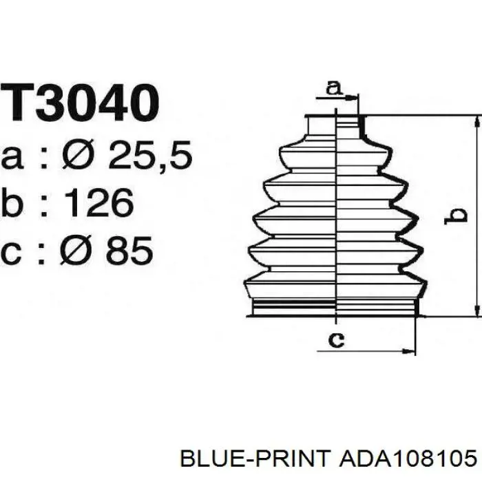 ADA108105 Blue Print fuelle, árbol de transmisión delantero exterior
