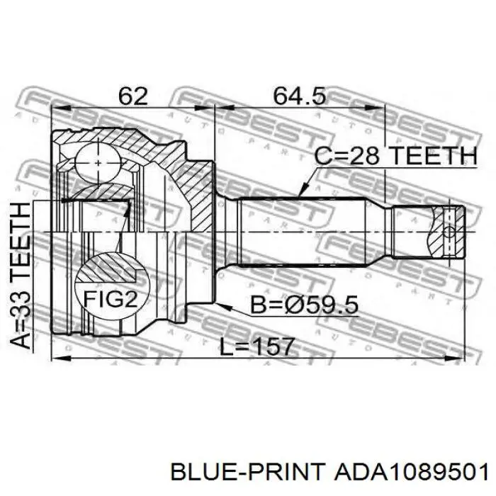 ADA1089501 Blue Print árbol de transmisión delantero izquierdo