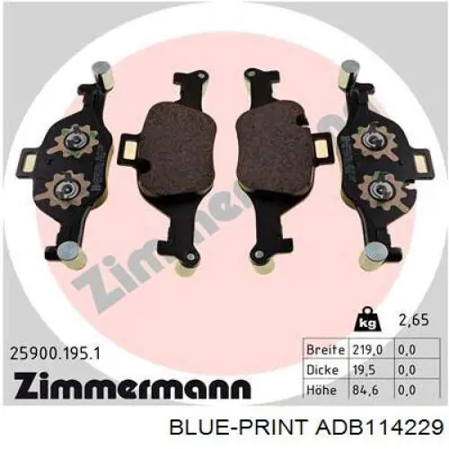 ADB114229 Blue Print pastillas de freno delanteras