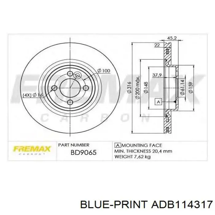 Disco de freno delantero BMW 34116855782