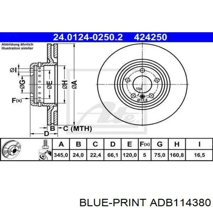 ADB114380 Blue Print disco de freno delantero