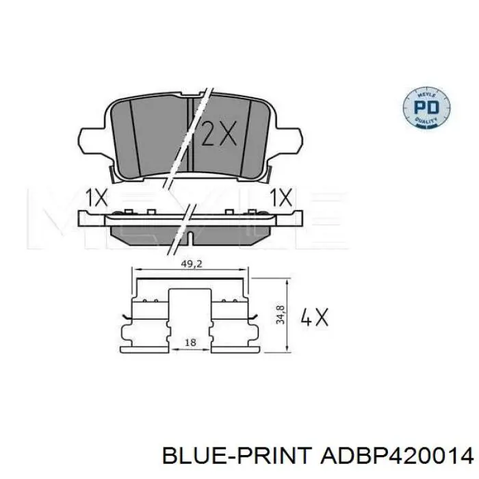 ADBP420014 Blue Print pastillas de freno traseras