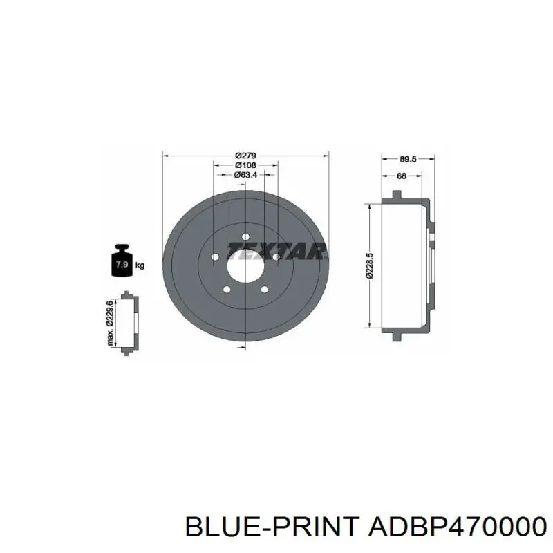 ADBP470000 Blue Print freno de tambor trasero